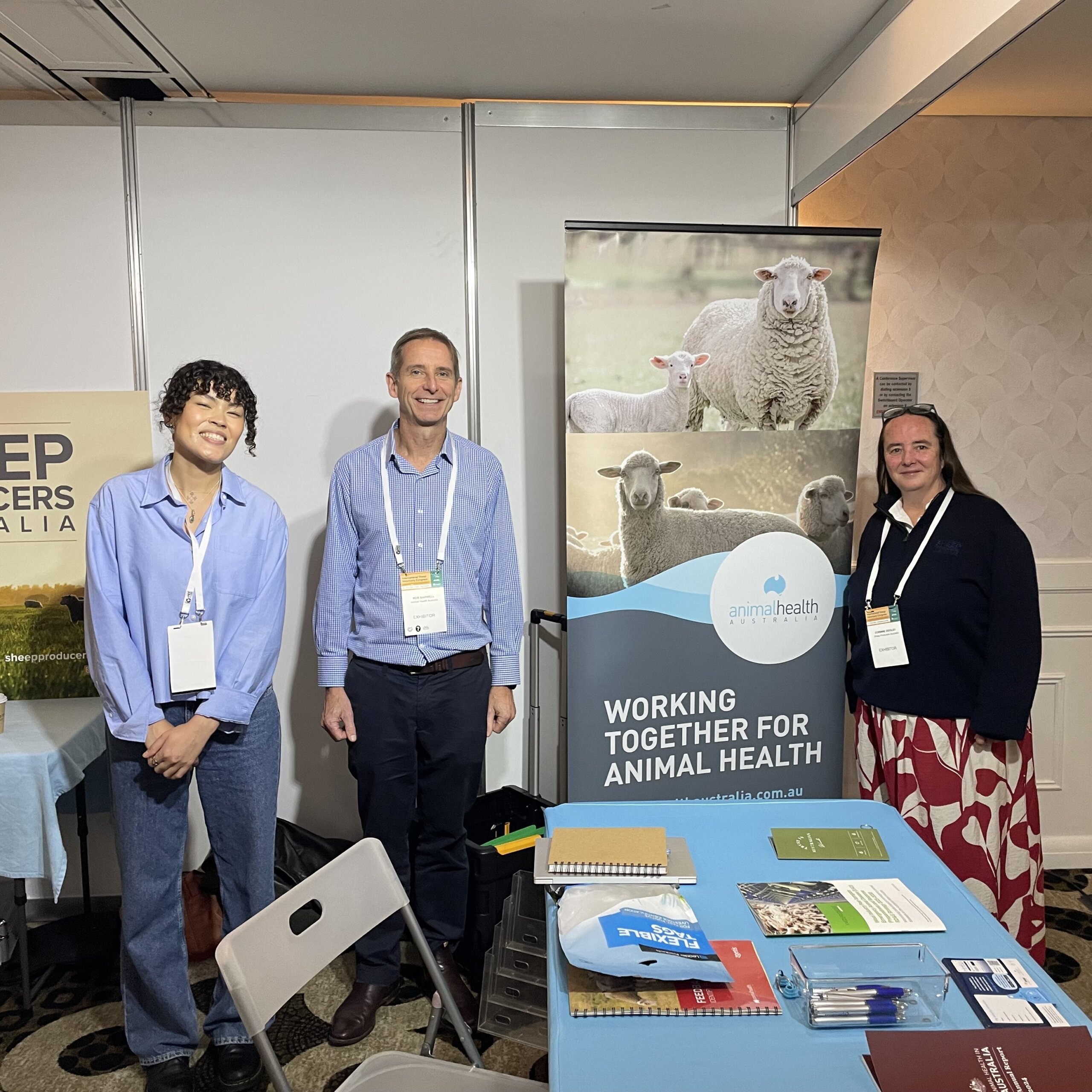 AHA's Kiara Jones and Dr Rob Barwell with Corinne Dooley from Sheep Producers Australia.